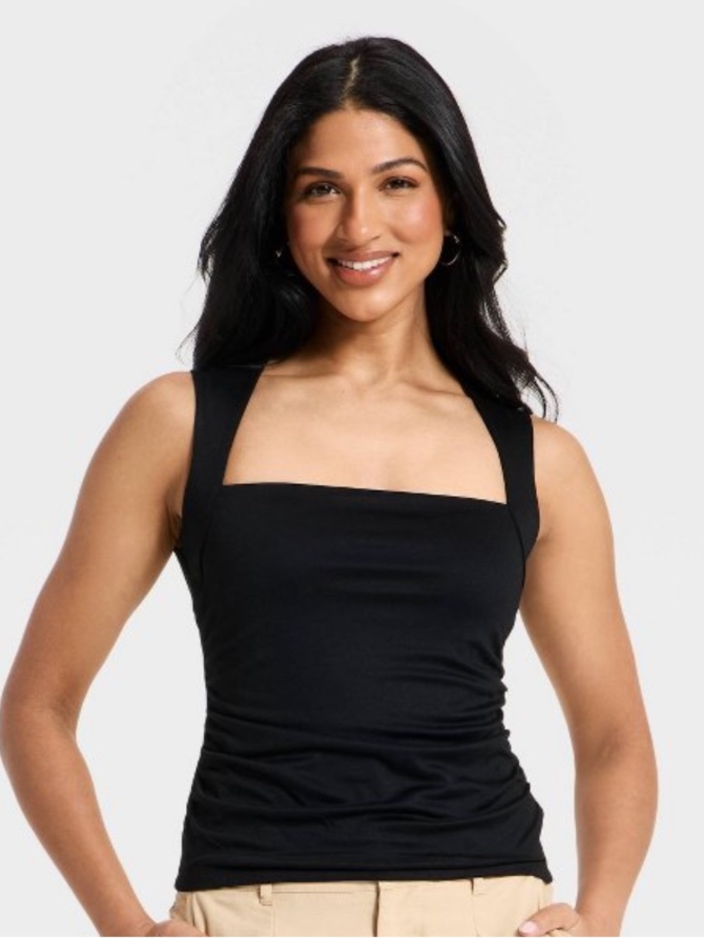 Black Square Neck Tank Top